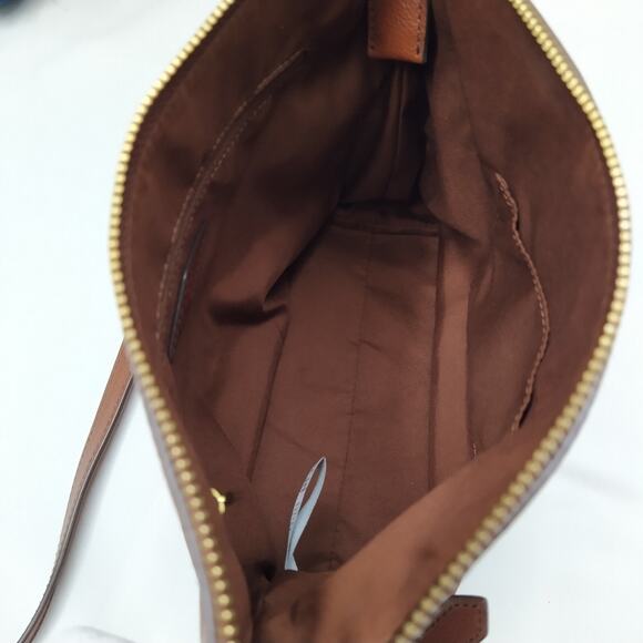 Fossil Brown Leather Zipper Closure Crossbody Bag - Picture 10 of 15